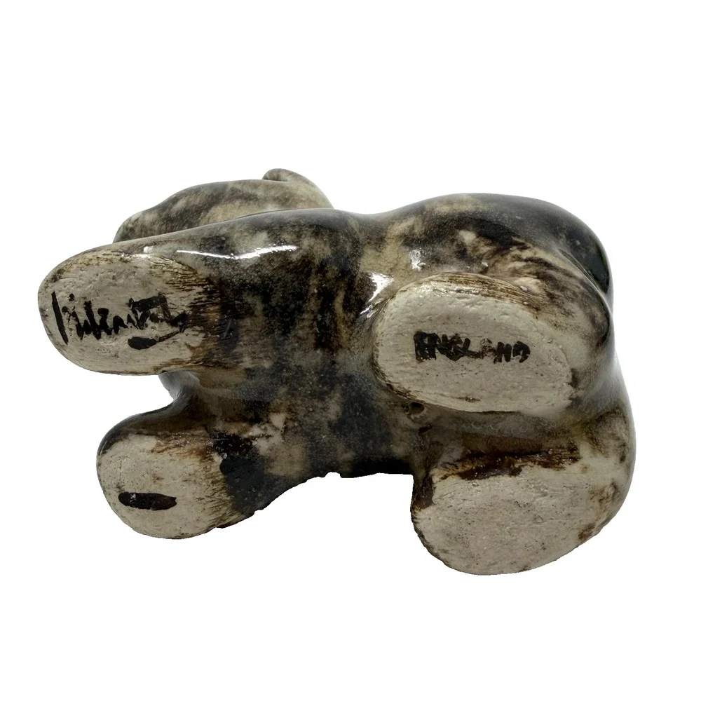 Vintage Studio Pottery Cat Figurine Amber Glass Eyes Realistic Ceramic Sculpture - Picture 10 of 13